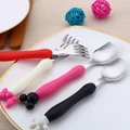 Baby Mickey Minnie Stainless Steel Spoon Fork Set BPA Free For Toddler Feeding