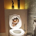3D Cute Animals Cat Dog Toilet Stickers Wall Decals Hole Refrigerator Posters