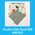 [ALMAENG X HOWRU] Kids Double Side Scarf Bib / AMDS51 / Dino