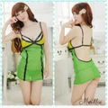 MuiMui ?? Ready Stock ?? Women Sexy Lingerie Nightdress With G-string Green 5004