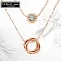 ??NEW ARRIVAL??18k Rose Gold Multi-Layer Crystal Necklace