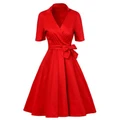 wrap hepburn dress red/black