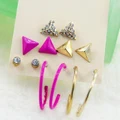 6 pairs /set triangle & circle earrings