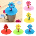 (fol)Sunflower Dustproof Reusable Silicone Cup Lid DIY Insulation Cup Cover