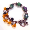 Ruby in zoisite stone mix lucite flower bracelet