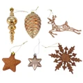 24PCS 6 TYPES BRONZE COLOR HANGING CHRISTMAS HOLIDAY ORNAMENTS (COUPER)