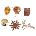 24PCS 6 TYPES BRONZE COLOR HANGING CHRISTMAS HOLIDAY ORNAMENTS (CHAMPAGNE GOLD)