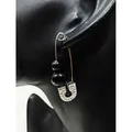 Safety pin earrings - black