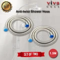 Viva Houz Stainless Steel Shower Spring Hose Replacement For Bathroom Shower 1.5M, 5 Ft Set of 2 Made in Malaysia