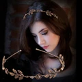 Retro Women Rose Leaf Shiny Rhinestone Headband Hairband Jewelry Metal Hair Hoop