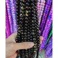 8mm Black Beads with Golden Stripes