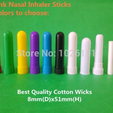 Set of 6 - Blank nasal aromatherapy inhaler + wick
