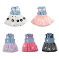 Ready Stock! Fashion Baby Girls Lace Denim Shirt Tulle Princess Tutu Dress