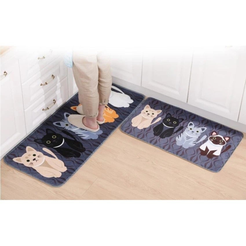 Cute Cat Water Absorbent NonSlipMat Doormat Indoor Floor Carpet For Bath Kitchen