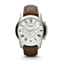 Fossil Men's Grant Chrono Egg Shell Dial Leather Watch FS4735