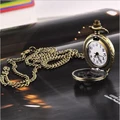 Hot Fashion Vintage Retro Bronze Quartz Pocket Watch Pendant Chain Necklace