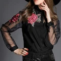 New Fashion Women Floral Print Blouse Elegant Collar Shirts