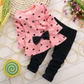 Heart-shaped Print Bow Cute 2PCS Cloth Set Children Cloth Suit Baby Girl Cloth