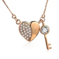 Chic Rose Golden Heart Key 925 Sterling Silver Necklace For Women