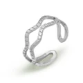 Double-deck Wave Hollow 925 Sterling Silver Adjustable Ring