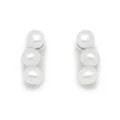 Simple Three Half Round Natural White Pearl 925 Sterling Silver Stud Earrings
