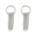 Sweet Circle Tassels White Solid 925 Sterling Silver Stud Earrings For Women