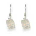 Colorful Cube Crystal 18K White Solid 925 Sterling Silver Dangle Earrings
