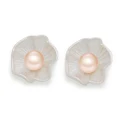 Pink Pearl Elegant Gift Flower 925 Sterling Silver Stud Earrings