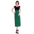 (Size Free) Summer Design Leopard Ladies Sleeveless Dress - Black+Green