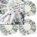 1 Wheel 5 Sizes White Multicolor DIY Nail Art Tip 3D Decor Glitter Rhinestones