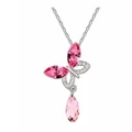 DeParis Austrian Wing Drop Butterfly Necklace - Rose Pink