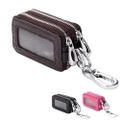 Genuine Leather Double-layer Window Door Key Car Key Zipper Holder Wallet Bag