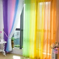 Colorful Voile Door Window Panel Divider Room Star Curtain Decorative