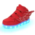 Red LED Kids Shoes USB charge Wing Shoes Fashion Flash Sneaker