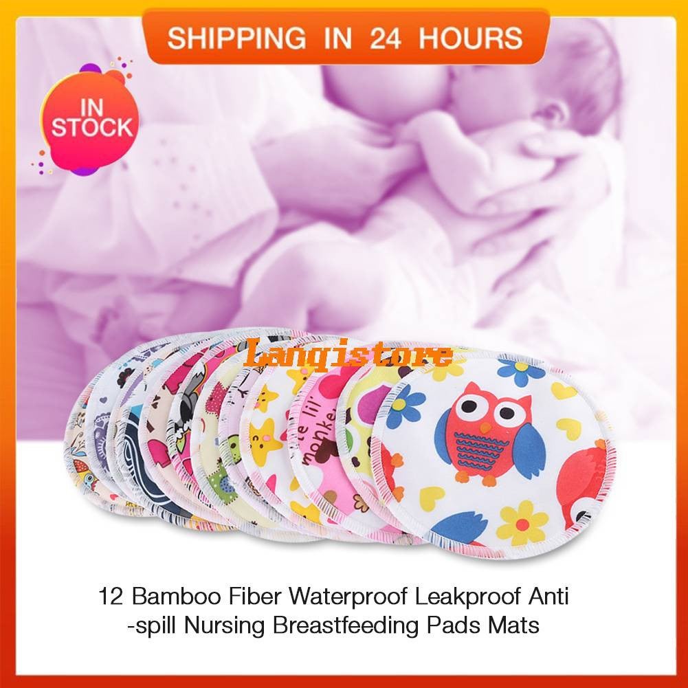 ?Ready?12pcs Washable Bamboo Fiber Anti-spill Breastfeeding Pads Maternity Nursing Pad