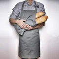 Gray Canvas Apron & Napkin Cooking Baking Crafting Work Wear Florist Cafe Barista Bistro Bakery Bar Pastry Chef Uniform