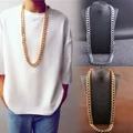 Fashion Punk Men's Necklace Curb Cuban Gold Silver Aluminum Chain Necklace
