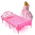 Plastic Miniatures Bedroom Furniture Single Bed for Barbie Dolls Dollhouse