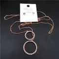 MIA diamante circle lariat chain long necklace earrings set