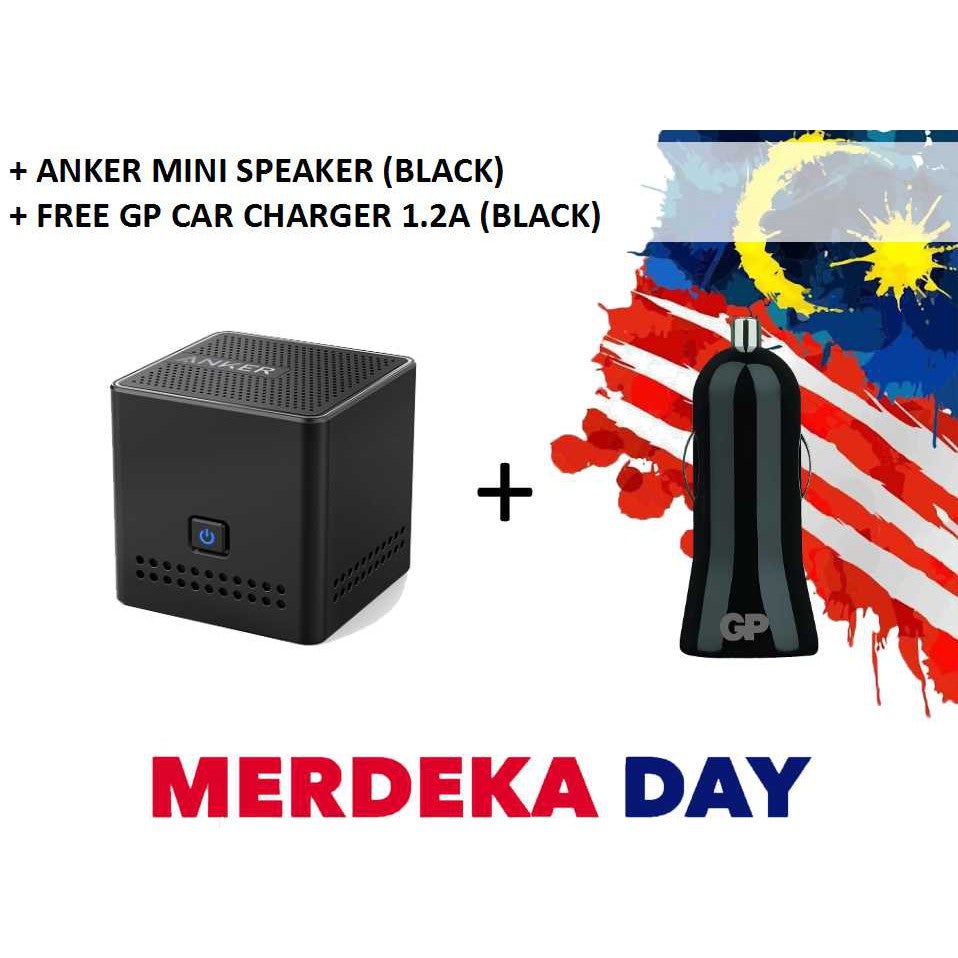 ANKER MINI SPEAKER (BLACK) + FREE GP CAR CHARGER 1 PORT 1.2A (BLACK)