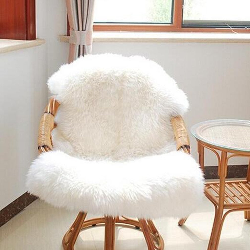 ??Soft Sheepskin Rug Chair Cover Artificial Wool Warm Hairy Carpet Seat Pad