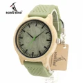 Unisex Bamboo Watches Soft Strap Wristwatches Vintage Quartz with Gifts Box