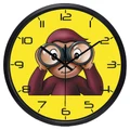 Telescope Monkey Cute Cartoon Wall Clock, No Ticking Sound