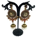 Traditional Colourful Stone Pearl Earring (Brown)