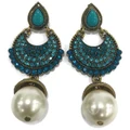 Traditional Colourful Stone Pearl Earring (Blue Turquoise)