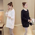 Fashion Maternity Printed Cotton Shirts Loose Tops for Pregnant Women