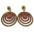 Grand Circle Fully Stone Earring (Gold / Red Stone)
