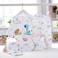 Infant Baby Pajamas Toddler Shirt + Pants + Bib + Hats Outfits 0-3 M (5pcs/set)