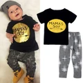 Baby Boy Summer Clothes Set Fashion Cotton Short Sleeved Letter T-shirt+Pants