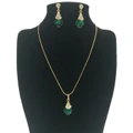 Simple Lightweight Oval Chain Necklace Set (Green)